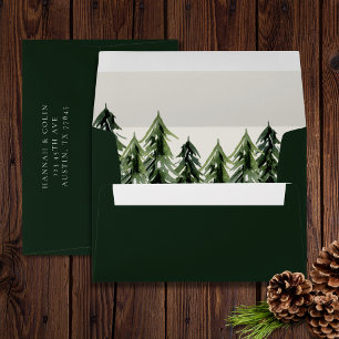 Evergreen Mountain Glen White Green Black Envelope