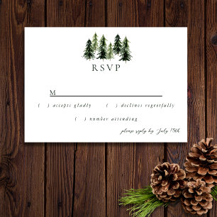 Evergreen Mountain Glen White Green Black RSVP Card