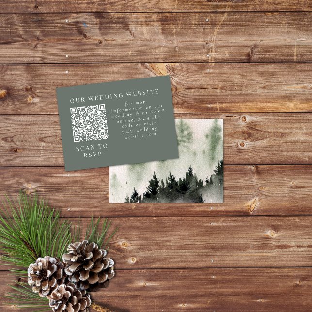 Evergreen Mountain Mist Rustic Winter Web QR Enclosure Card (Creator Uploaded)