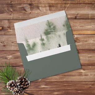 Evergreen Mountain Mist Rustic Winter White Grey Envelope