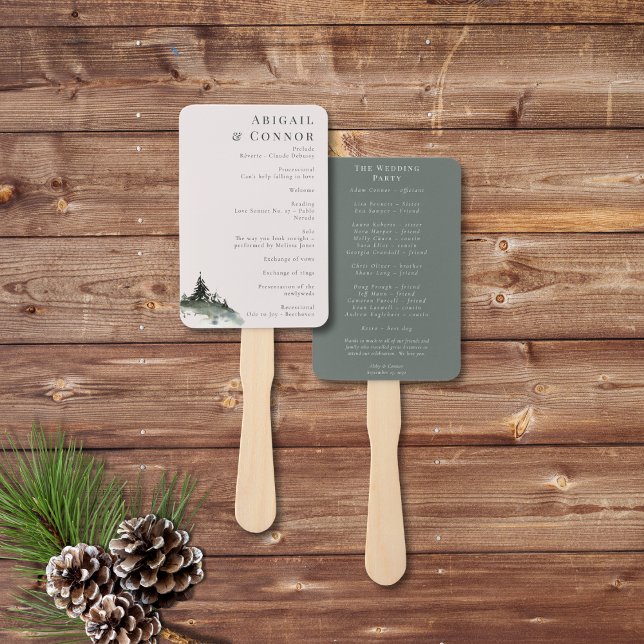 Evergreen Mountain Mist Rustic Winter White Grey P Hand Fan (Creator Uploaded)