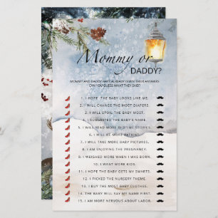 Evergreen mummy or daddy baby shower game