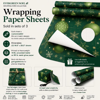 Evergreen Noel Wrapping Paper Sheet