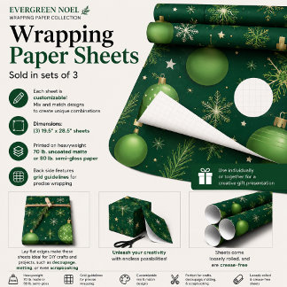 Evergreen Noel Wrapping Paper Sheet