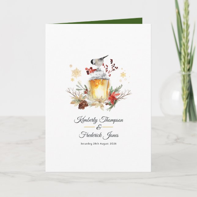 Evergreen Pine and Spruce Winter Wedding Charm Programme (Front)