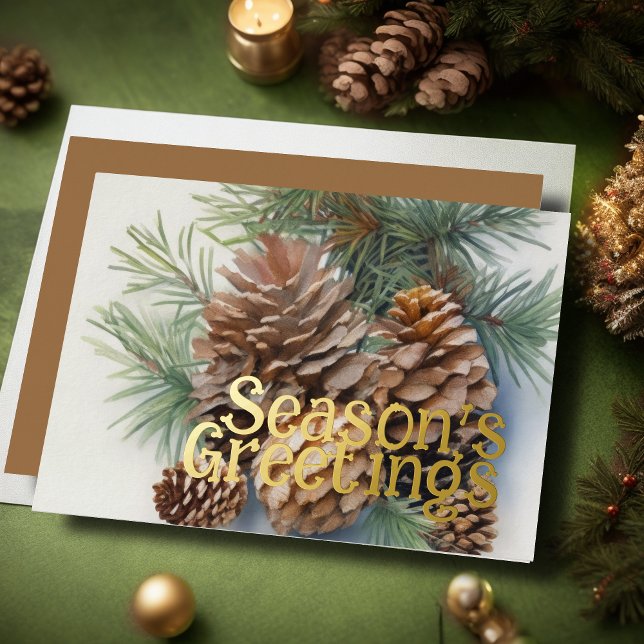 Evergreen Pine Cones Season's Greetings Rustic (Creator Uploaded)
