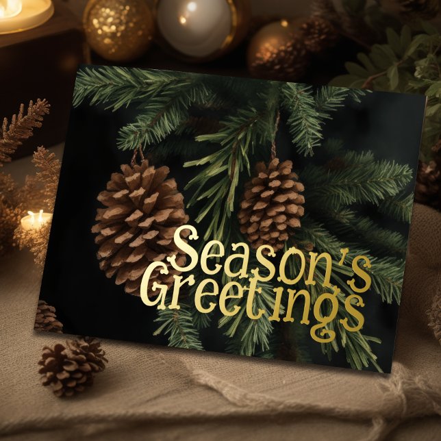 Evergreen Pine Cones Season's Greetings Rustic (Creator Uploaded)