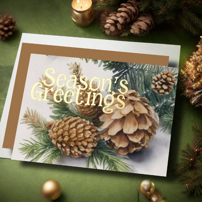 Evergreen Pine Cones Season's Greetings Rustic (Creator Uploaded)