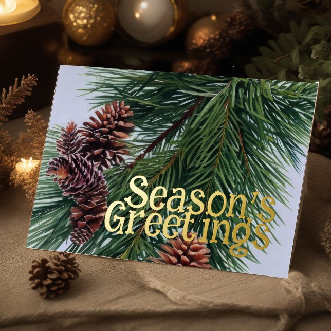 Evergreen Pine Cones Season's Greetings Rustic (Creator Uploaded)