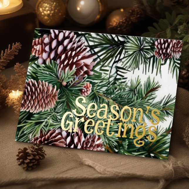 Evergreen Pine Cones Season's Greetings Rustic (Creator Uploaded)