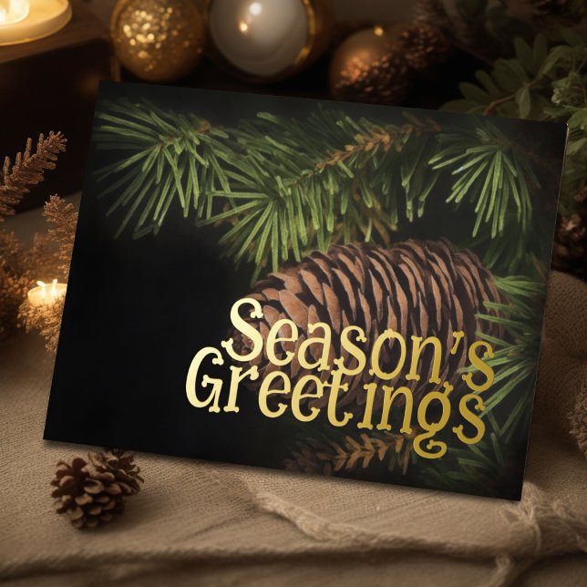 Evergreen Pine Cones Season's Greetings Rustic (Creator Uploaded)