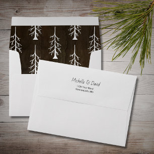 Evergreen Pine Tree Rustic Wood Return Address Envelope
