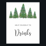 Evergreen pine trees Drinks Poster<br><div class="desc">Matching items available.</div>