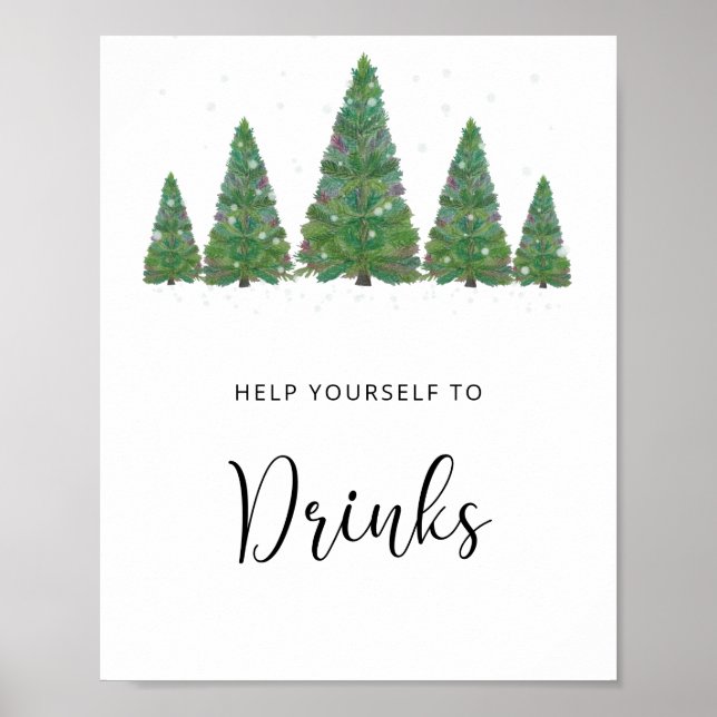 Evergreen pine trees Drinks Poster (Front)
