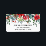 Evergreen Pinecone Floral Christmas Address Label<br><div class="desc">Rustic Christmas address label featuring watercolor poinsettia flowers,  pinecones & evergreen.  Visit our shop to view a large assortment of festive holiday address labels.</div>