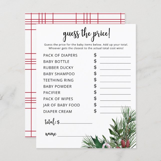 Evergreen Price Guess Game (Front/Back)