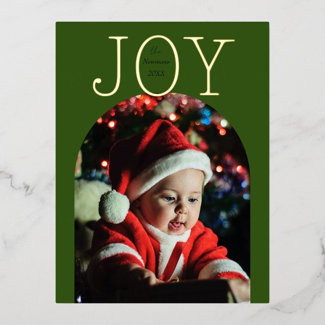 Evergreen Pure JOY  Foil Holiday Postcard (Front)