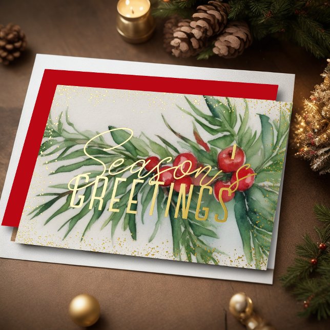 Evergreen Red Berries Season's Greetings (Creator Uploaded)