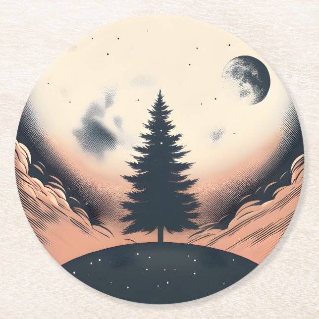 Evergreen Serenity Round Paper Coaster (Front)