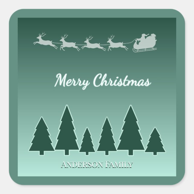 Evergreen Sleigh Holiday Glow Square Sticker (Front)