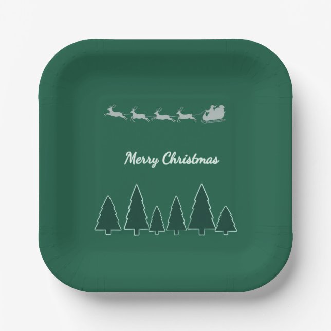 Evergreen Sleigh Holiday Plate Glow (Front)