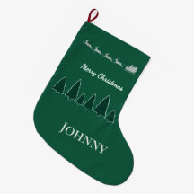 Evergreen Sleigh Holiday Stocking Glow