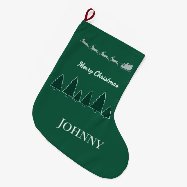 Evergreen Sleigh Holiday Stocking Glow (Front (Hanging))