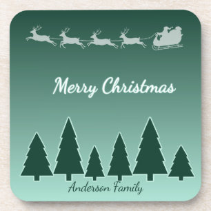Evergreen Sleigh Winter Glow Coaster