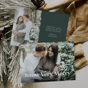 Evergreen   Snow Very Merry Two Photo Holiday Card