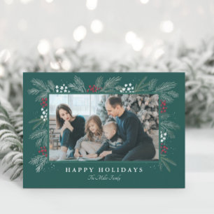 Evergreen Spray Holiday Christmas Photo Card