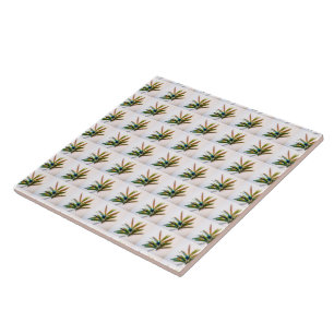 Evergreen Sprig with Berries Pattern Ceramic Tile