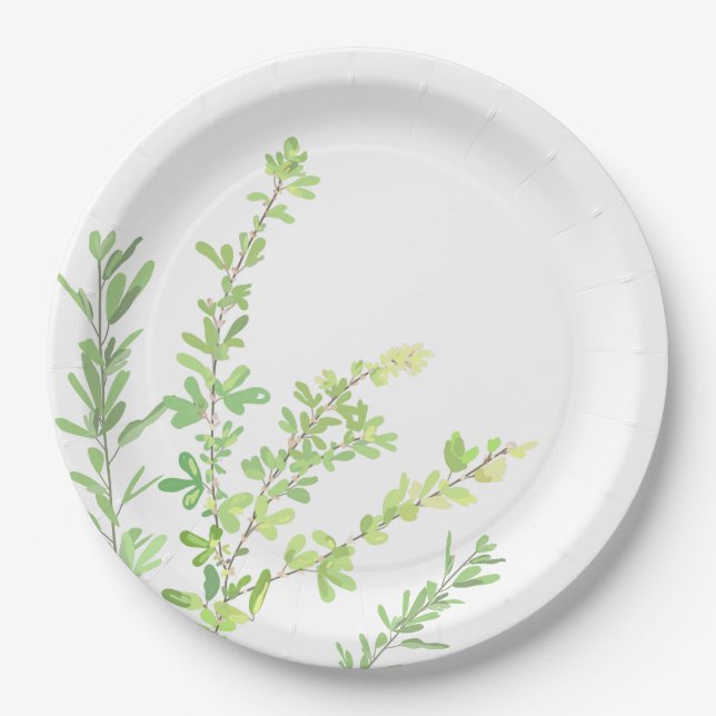 Evergreen springs Nature Greenery Paper Plate (Front)