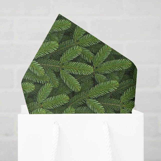 Evergreen Spruce Branches Decoupage Tissue Paper (Gift Bag)