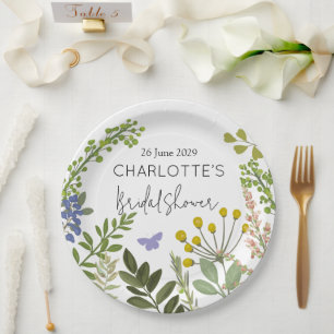 Evergreen Summer Garden Bridal Shower Paper Plate