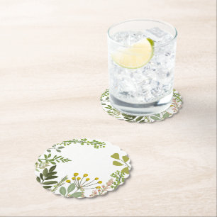 Evergreen Summer Garden Party Paper Coaster