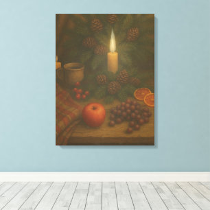 Evergreen Table – Candlelight and Calm Canvas Print