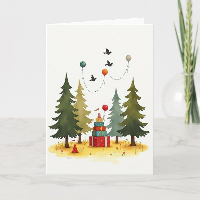 Evergreen Tree Birthday Card (Front)