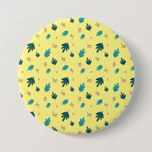 Evergreen Tree Leaves & Red Holly Berries 7.5 Cm Round Badge (Front)