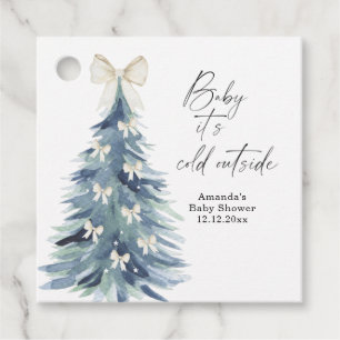 Evergreen tree with bows Baby shower Favour Tags