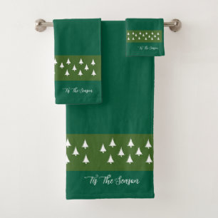 Evergreen Trees Christmas Bath Towel Set