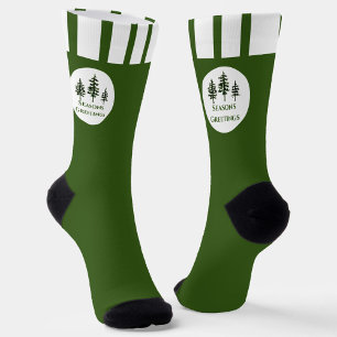 Evergreen Trees Seasons Greetings Socks