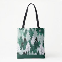 Evergreen Trees Winter Forest Snow Monogrammed