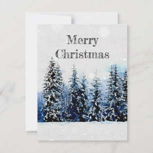 Evergreen Trees with Snow Flat Note Christmas Card