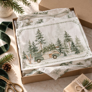 Evergreen Watercolor Woodland Christmas Tissue Paper