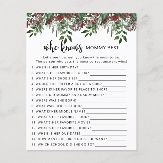 Evergreen Who knows mummy best (Front)