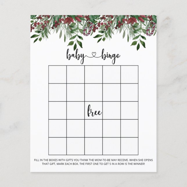 Evergreen winter baby bingo game (Front)