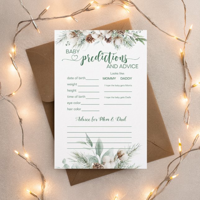 Evergreen winter Baby Prediction and Advice Cards (Creator Uploaded)