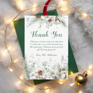 Evergreen winter elegant baby shower thank you card