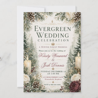 Evergreen Winter Forest Wedding Invitation