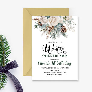Evergreen Winter Onederland First Birthday Invitation